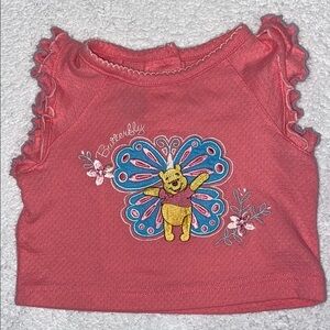 Vintage Disney Winnie the Pooh Pink Short Sleeve Tee with Butterfly Design 18m